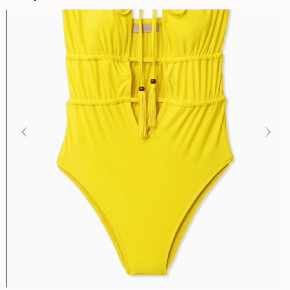 NWT $228 Ramy Brook Marta Strapless Swimsuit One Piece size XXS sunflower - Picture 4 of 10